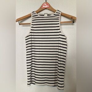 H&M 🟣 Size Medium Black and White Stripe Knit Tank Top